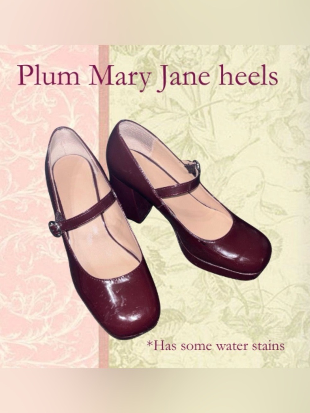 Macy's Plum/Burgundy  Mary Jane Block Heel Pumps